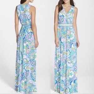 Lilly Pulitzer BELLINA Conch Republic SEASHELL Maxi Wrap Dress XL EUC